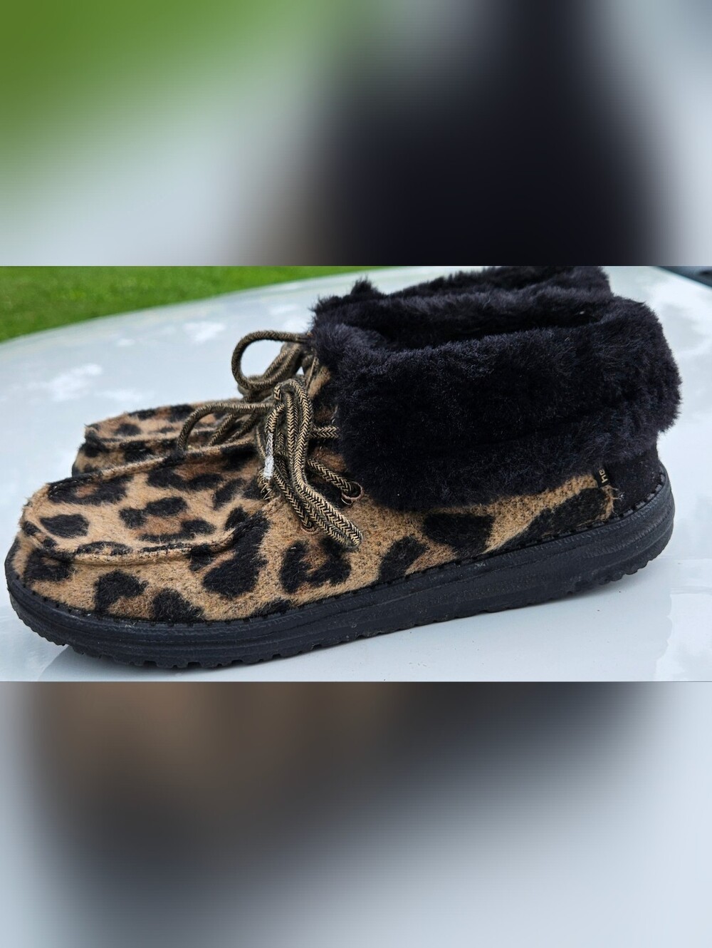 Britt Leo Leopard print hey dudes Shoes Slippers Lace Up (Rrf) - Picture 3 of 11